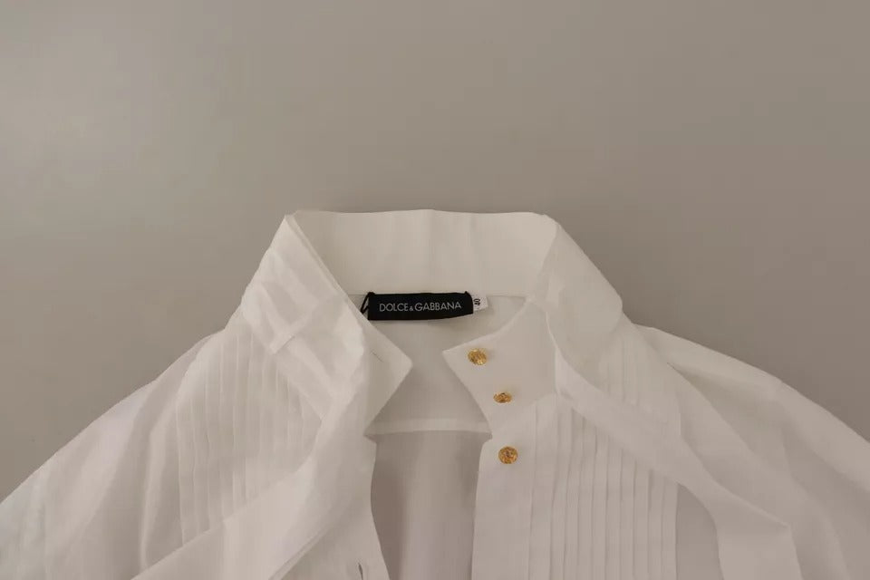 Camisa formal de manga larga con cuello de algodón blanco