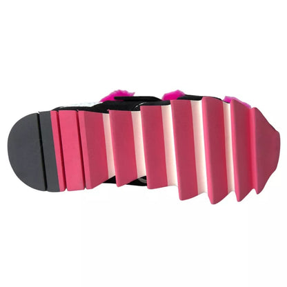 Zapatillas deportivas elásticas de neopreno con diseño de tiburón en color negro y rosa