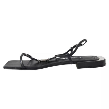 Schwarze Sandalen mit DG-Logo aus Leder