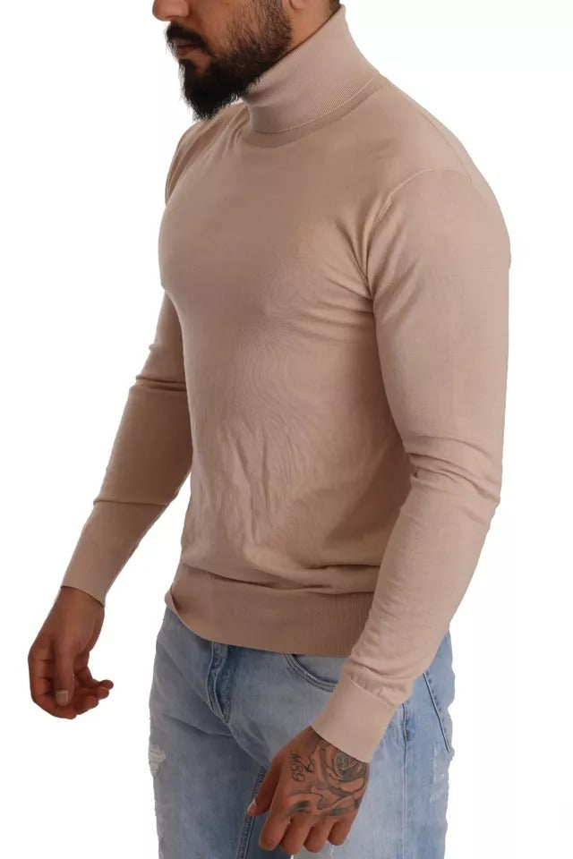 Suéter de cuello alto de cachemira beige