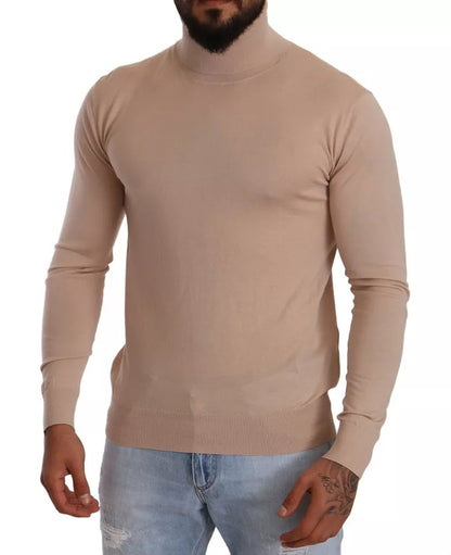 Suéter de cuello alto de cachemira beige