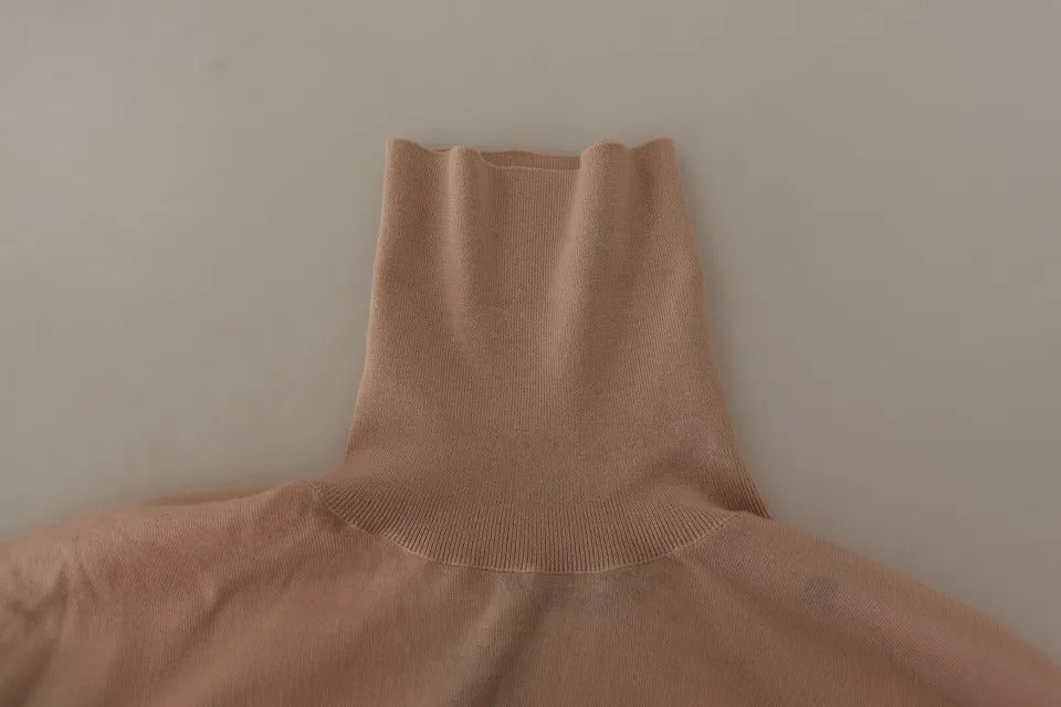 Suéter de cuello alto de cachemira beige