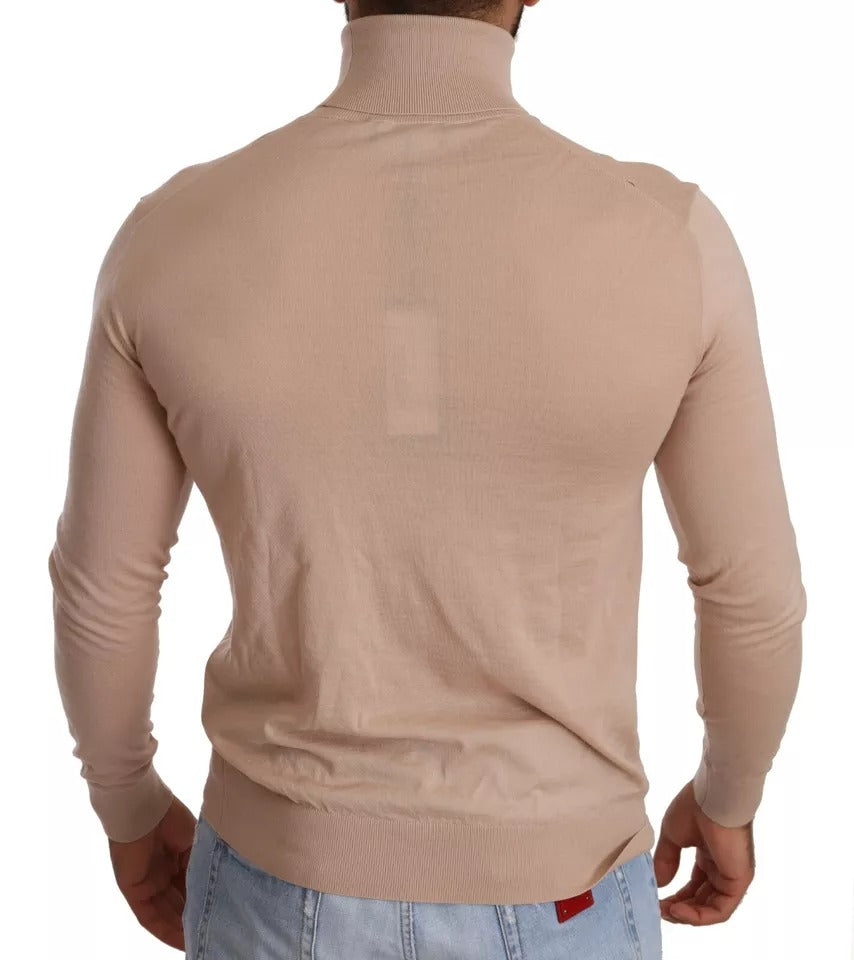 Suéter de cuello alto de cachemira beige