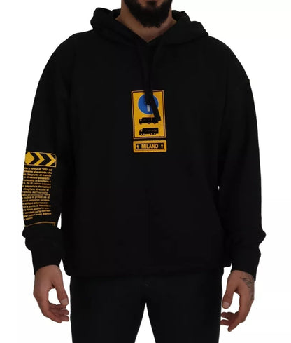 Sudadera con capucha y logotipo de algodón negro