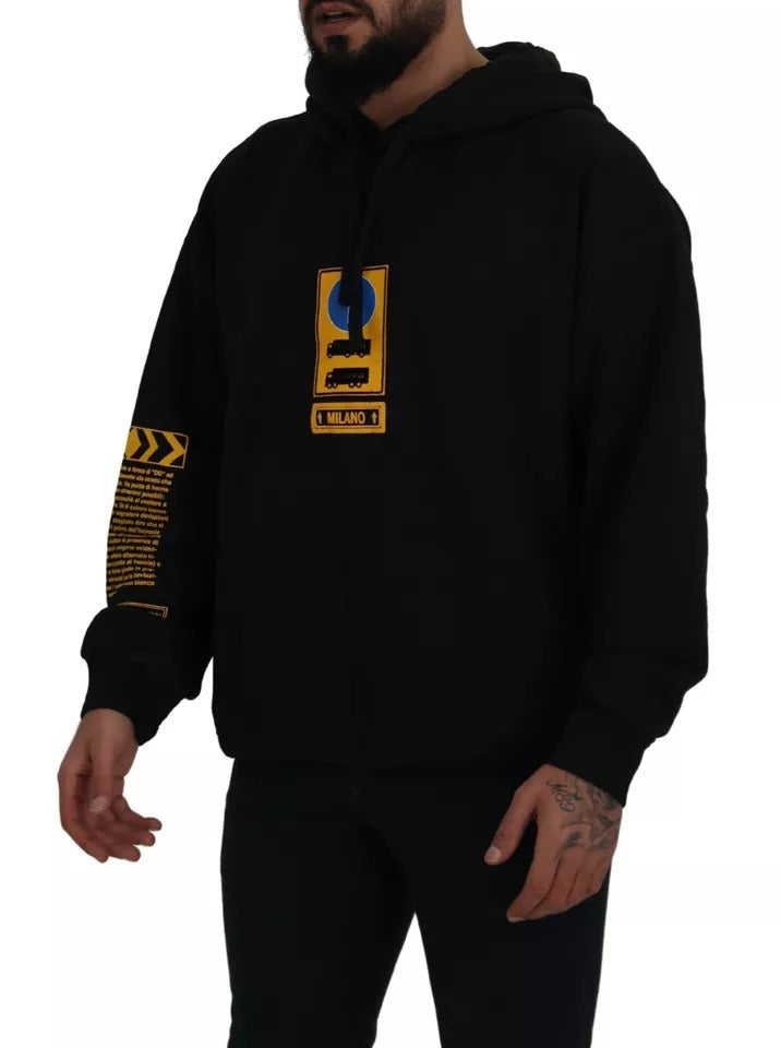 Sudadera con capucha y logotipo de algodón negro