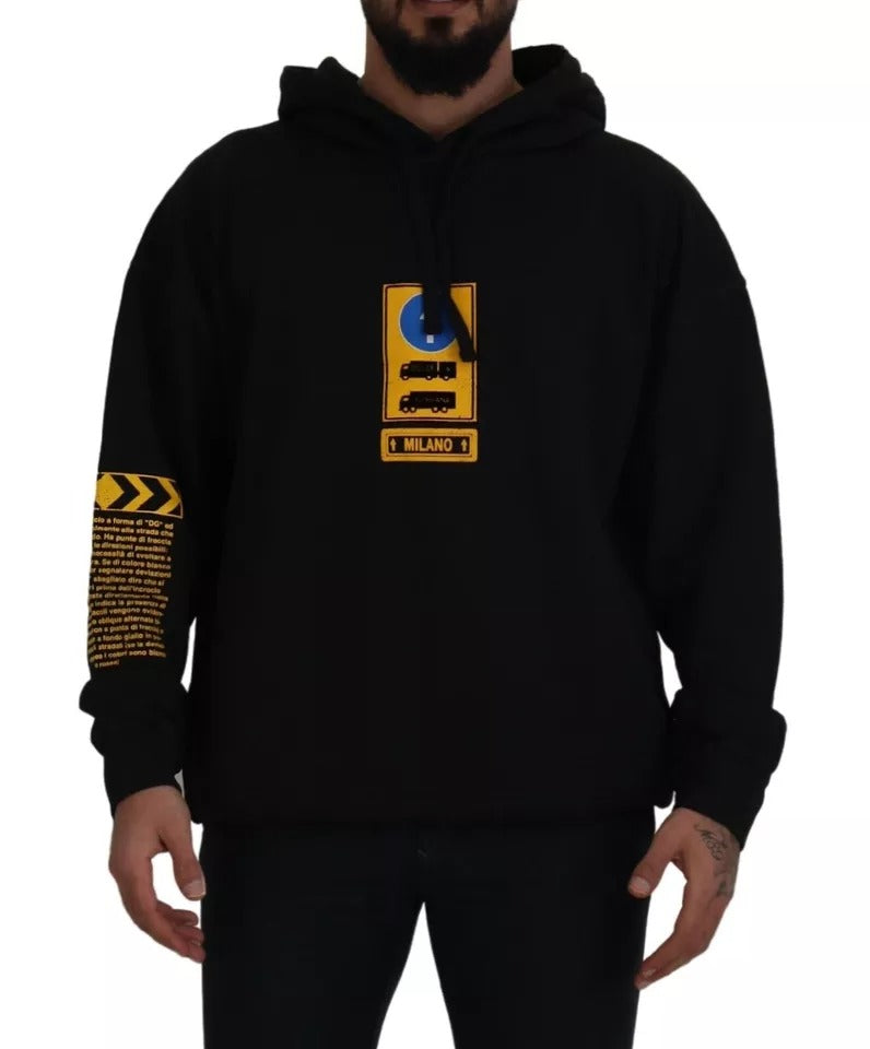 Sudadera con capucha y logotipo de algodón negro