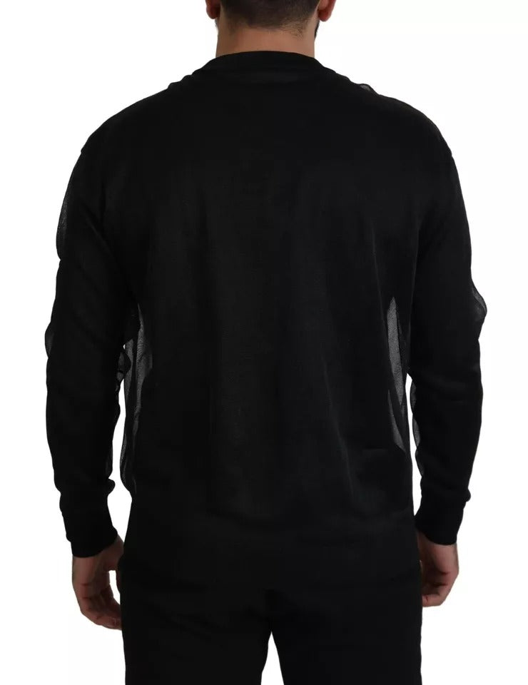 Schwarzer Pullover aus Polyester mit Logo für Herren