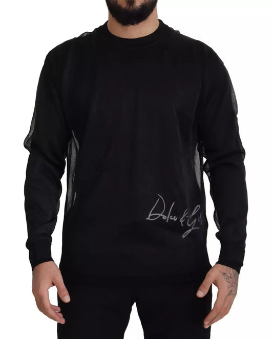 Schwarzer Pullover aus Polyester mit Logo für Herren
