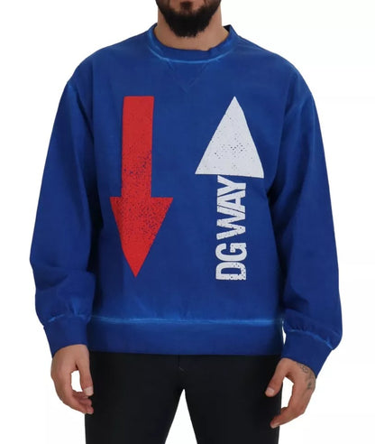 Blauer DGWAY Pullover aus Baumwolle mit Rundhalsausschnitt