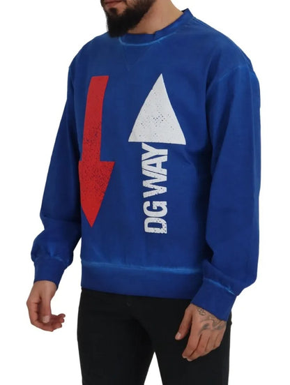 Blauer DGWAY Pullover aus Baumwolle mit Rundhalsausschnitt