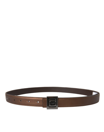 Bronze Leather Square Metal Buckle Belt