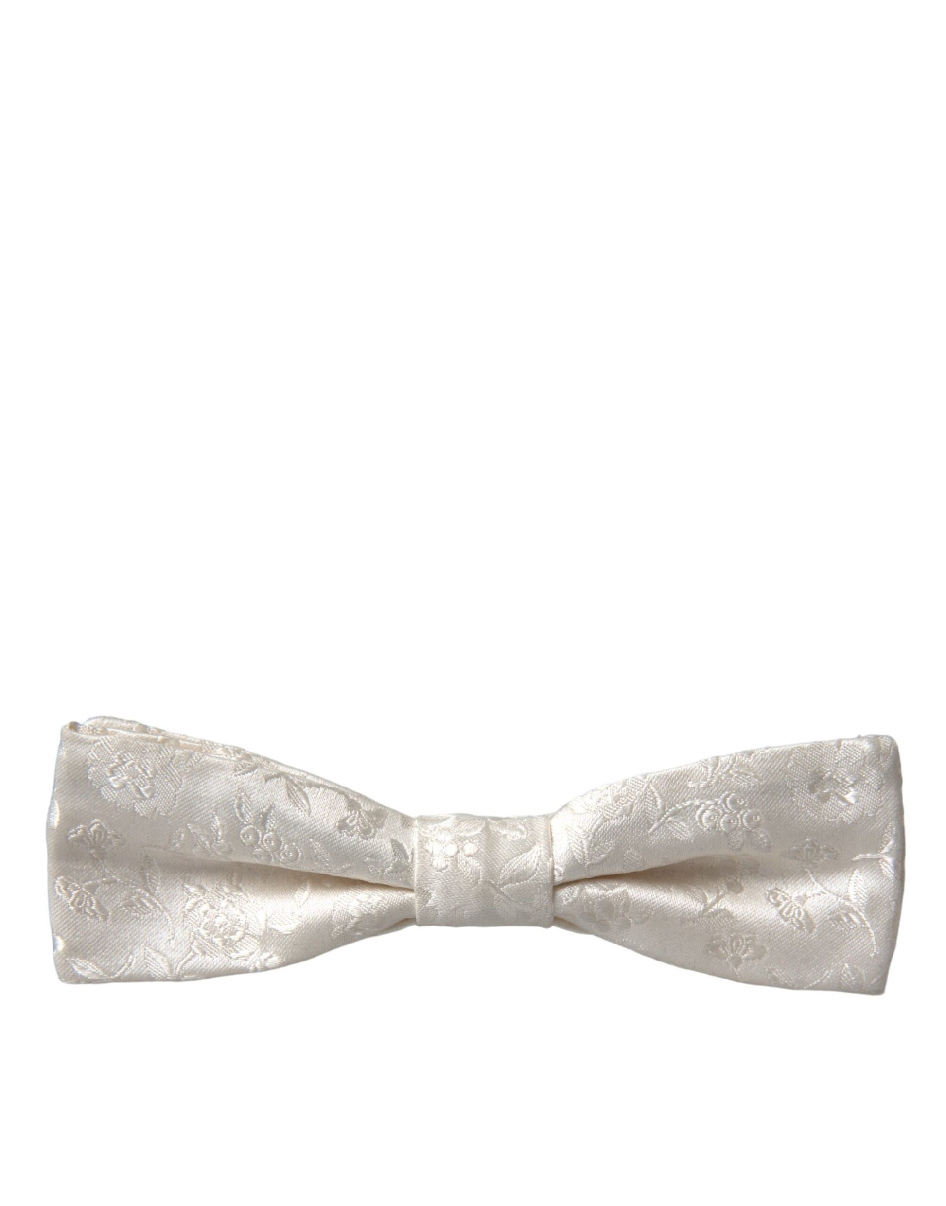 White Floral Silk Adjustable Neck Bow Tie