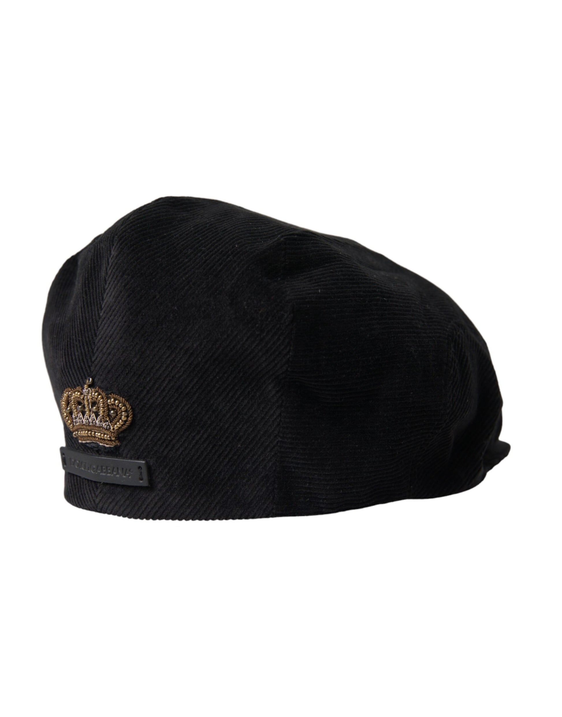 Schwarze Cord-Crown-Newsboy-Mütze für Herren