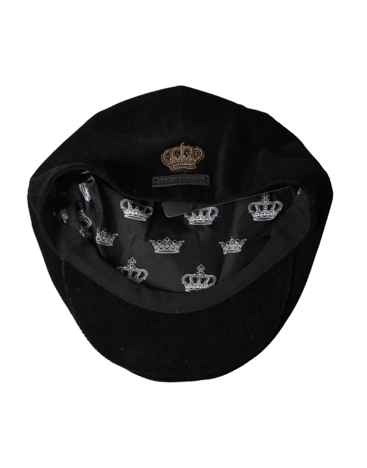 Schwarze Cord-Crown-Newsboy-Mütze für Herren