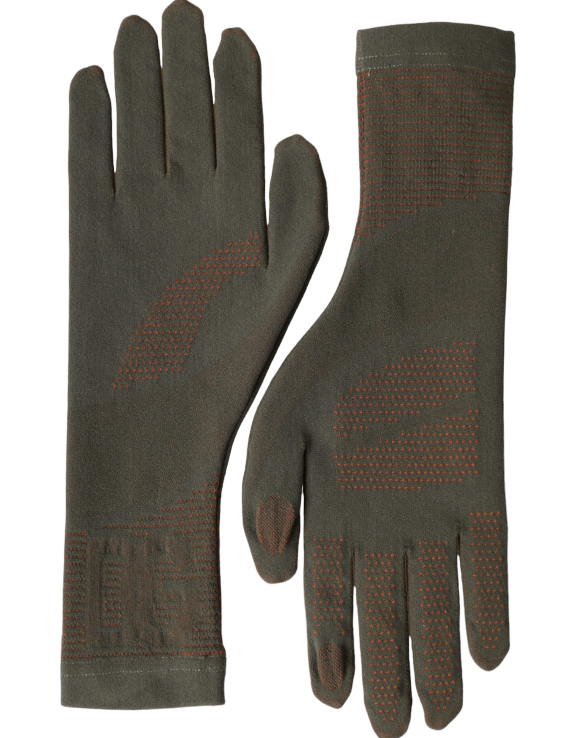 Brown Cotton Stretch Wrist Length Gloves