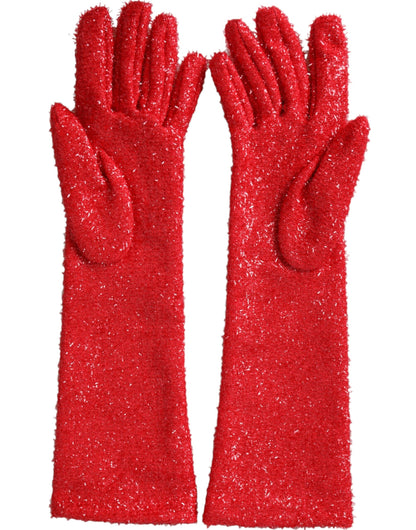 Red Lurex Fantasia Mid Arm Length Gloves