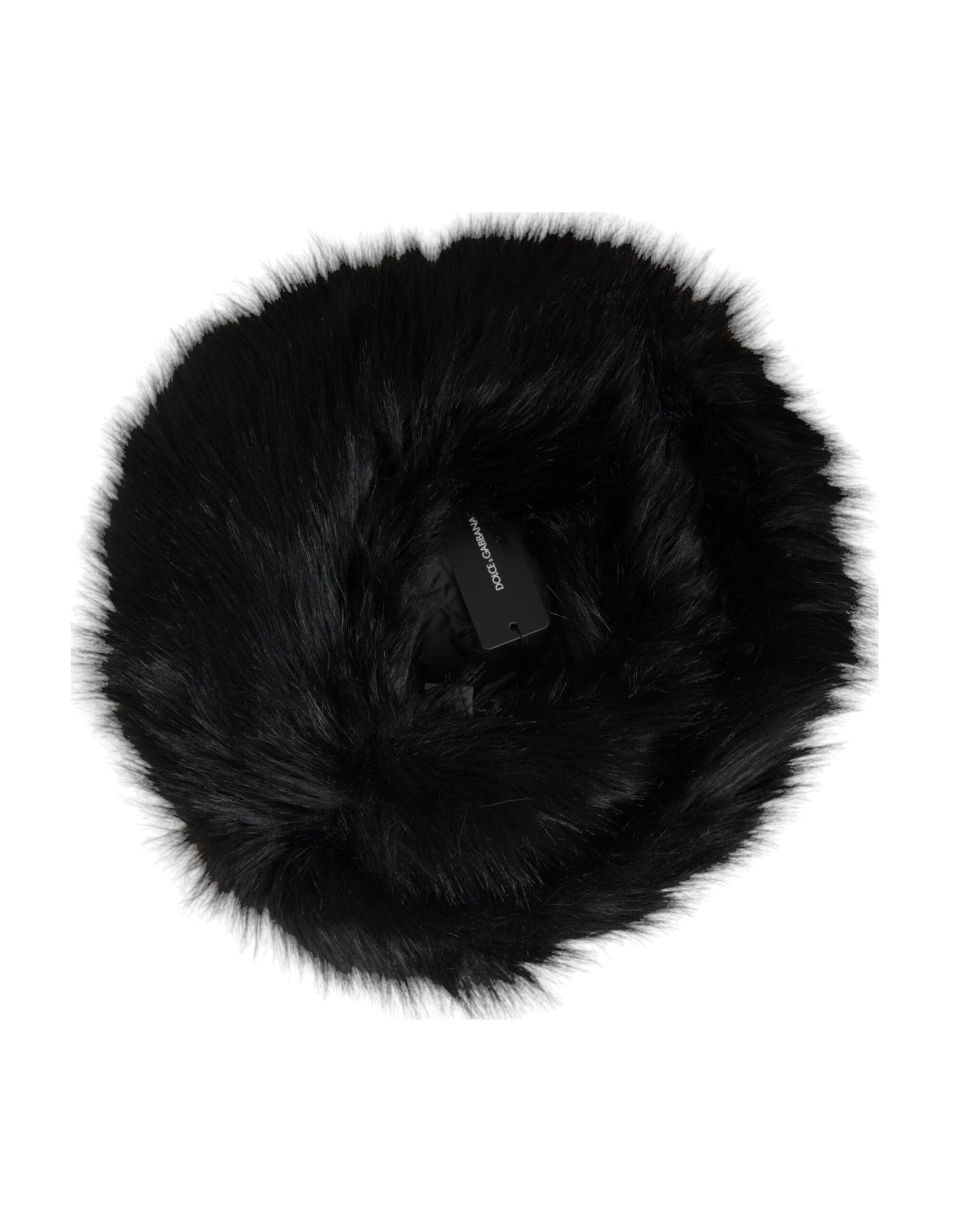 Black Faux Fur Womens Bucket Hat