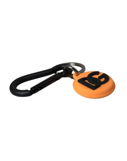 Orange Rubber DG Logo Round Brass Metal Keyring Keychain