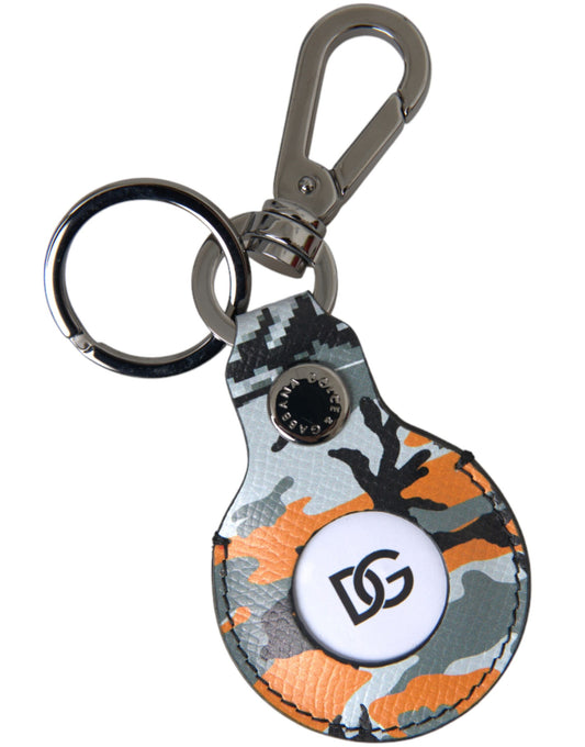 Camouflage Leather DG Logo Round Metal Keyring Keychain