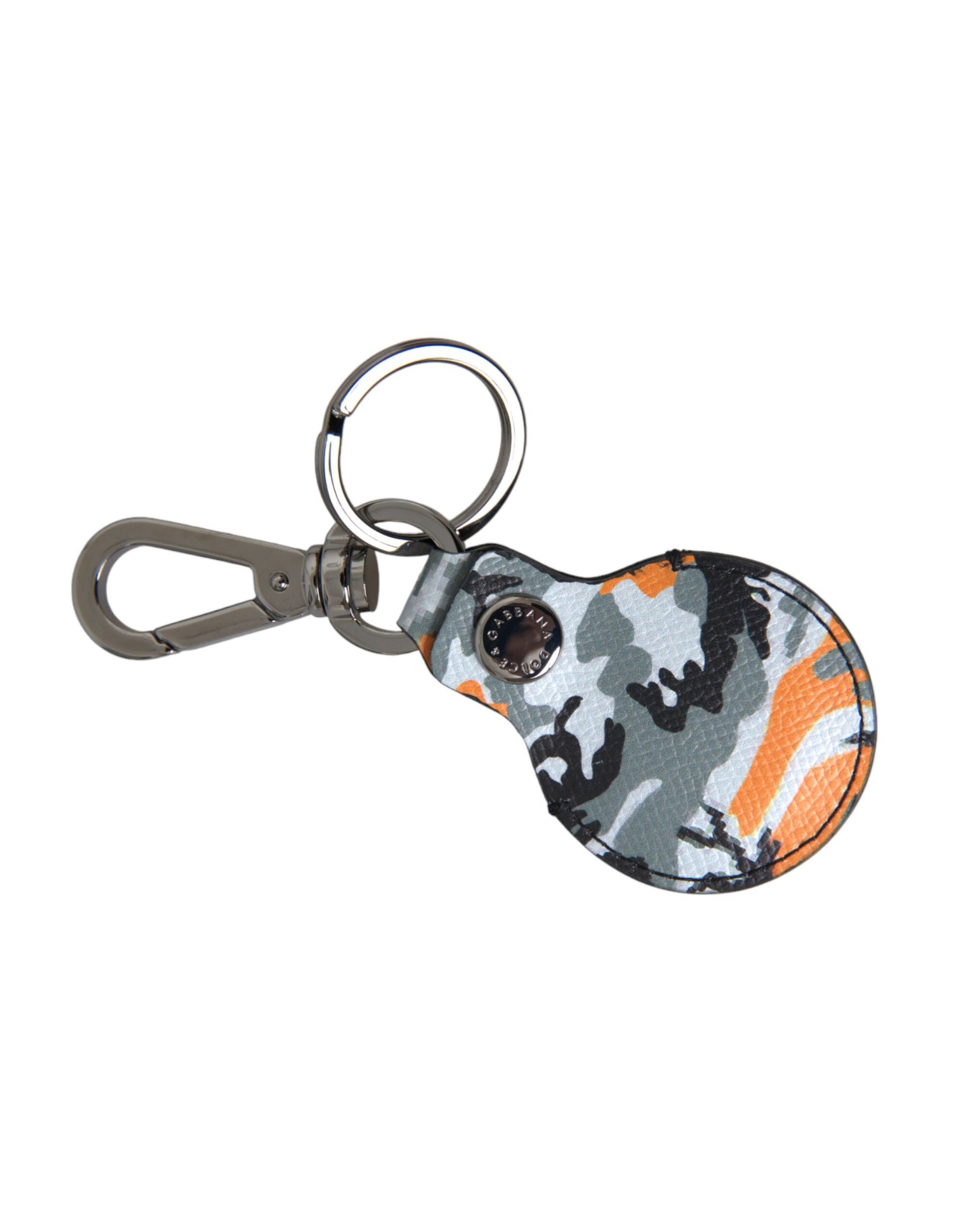 Camouflage Leather DG Logo Round Metal Keyring Keychain