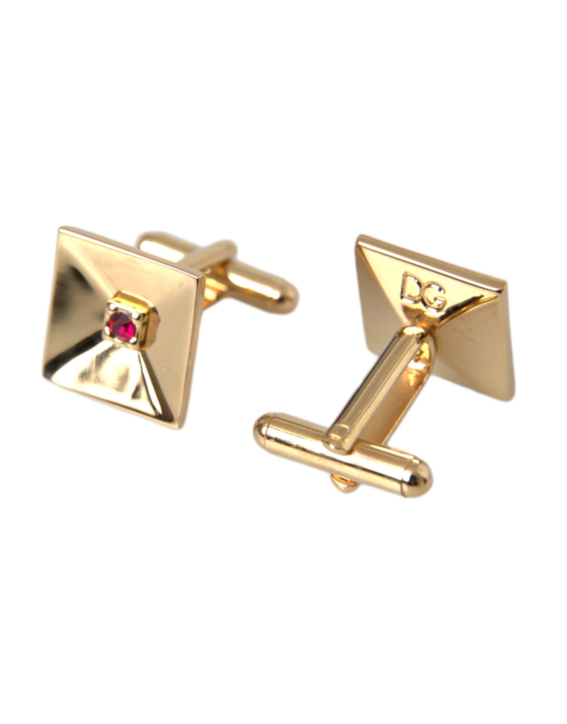 Gold Plated Brass Crystal Square Pin Cufflinks