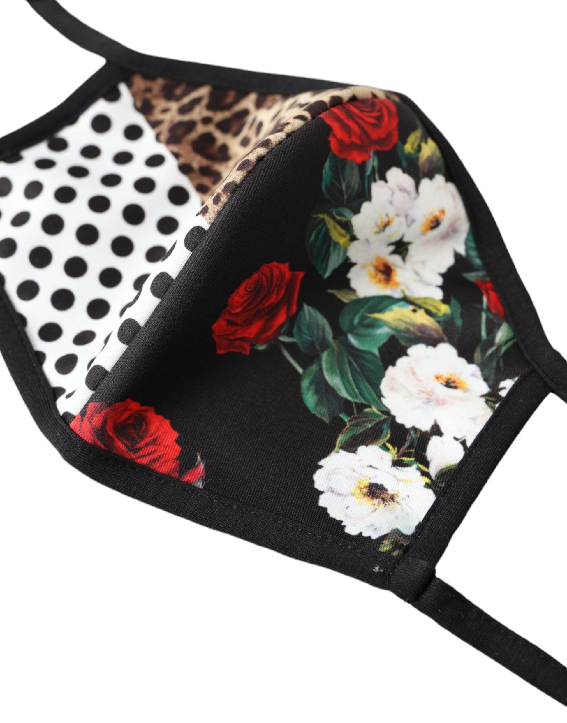 Mascarilla facial con tiras elásticas para las orejas y estampado floral de leopardo multicolor