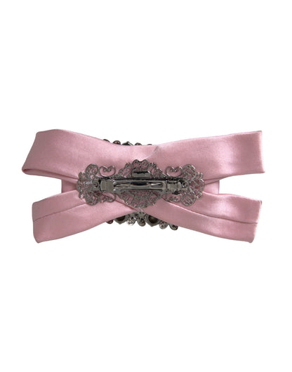 Pink Satin Crystal Jewelry Brooch Hair Pin