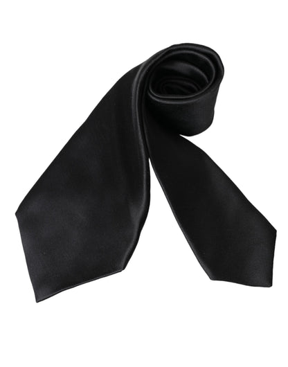 Corbata ajustable de seda negra sólida para hombre