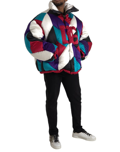 Multicolor Logo Windbreaker Puffer Jacket