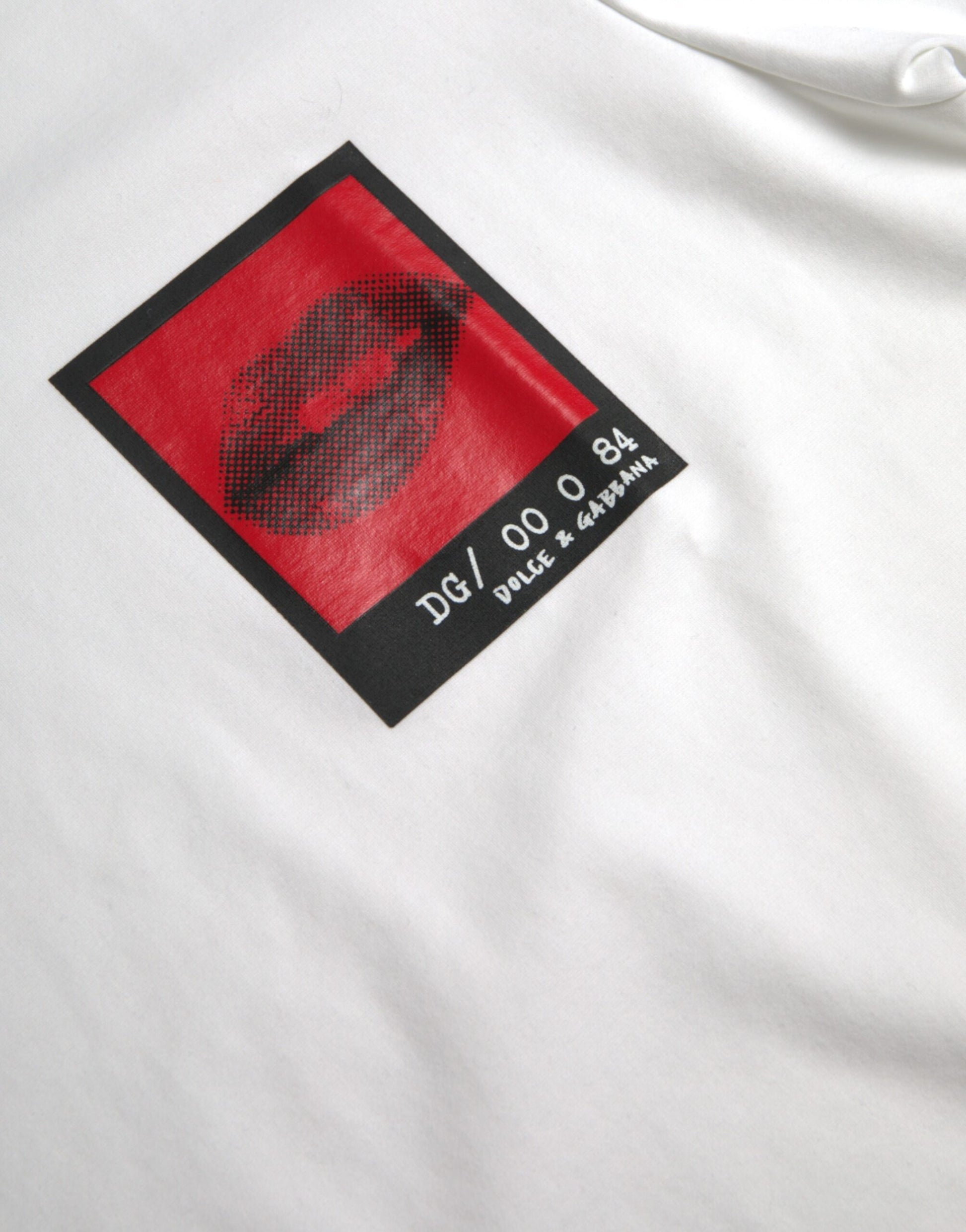 Weißes Herren-T-Shirt aus Baumwolle mit rotem Lippen-Print