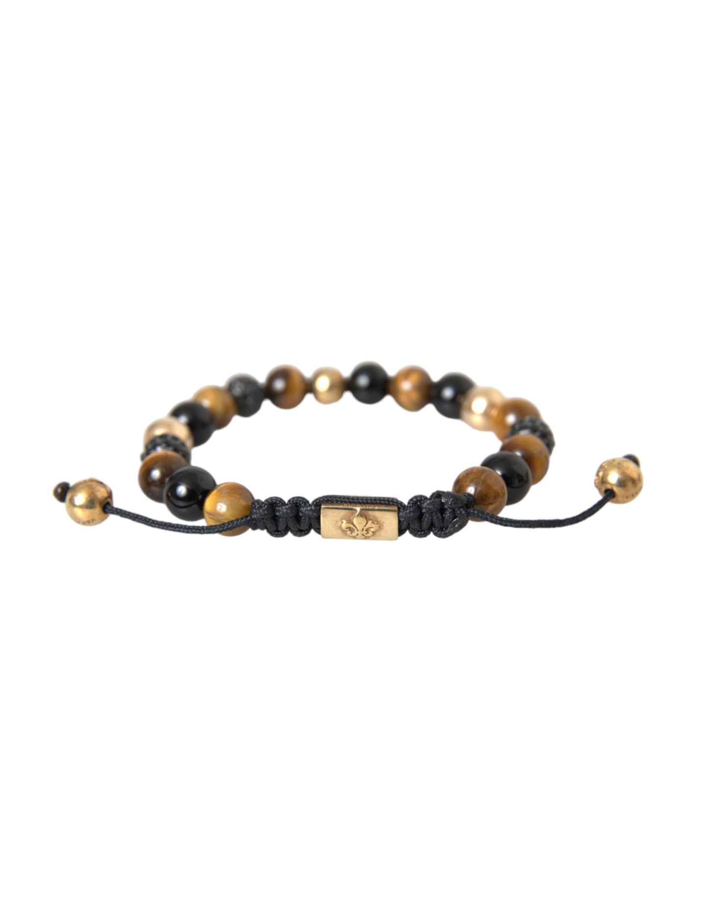 Pulsera de cobre con cuentas de piedra de ojo de tigre y bola de circonita cúbica para hombre