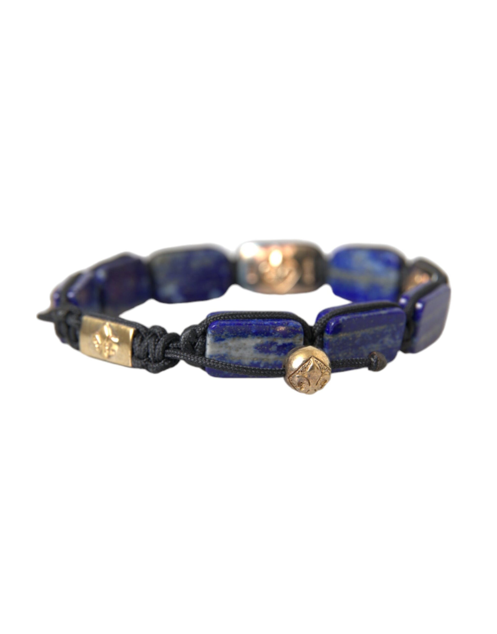 Flache Perle Blau Lapis Weiß CZ 925 Armband Herren