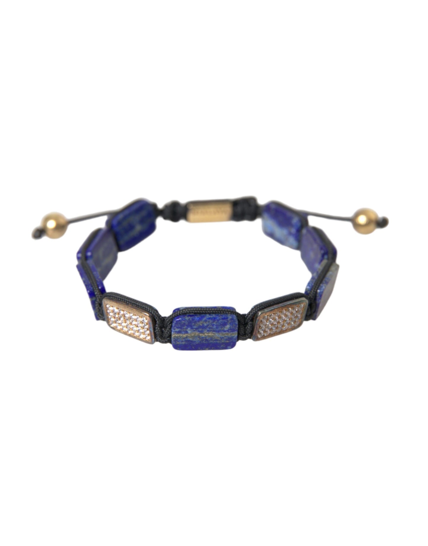 Flache Perle Blau Lapis Weiß CZ 925 Armband Herren