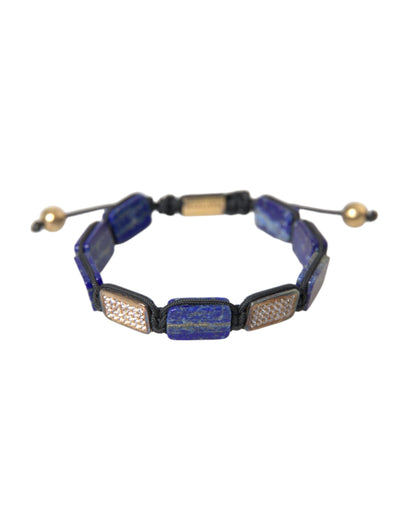 Flache Perle Blau Lapis Weiß CZ 925 Armband Herren