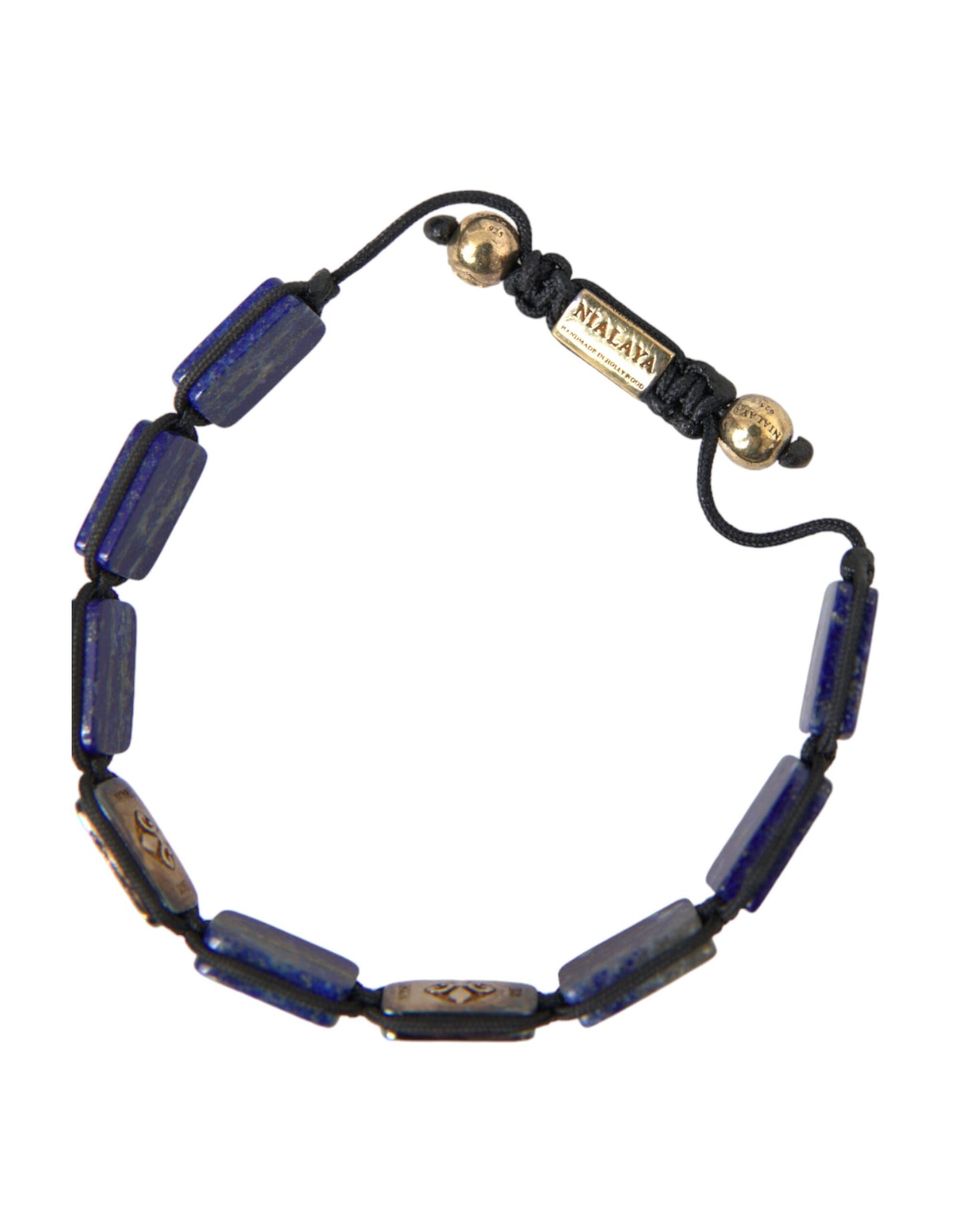 Flache Perle Blau Lapis Weiß CZ 925 Armband Herren