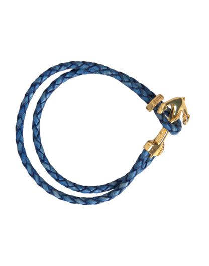 Blue Gold Anchor 925 Silver Charm Bracelet Mens