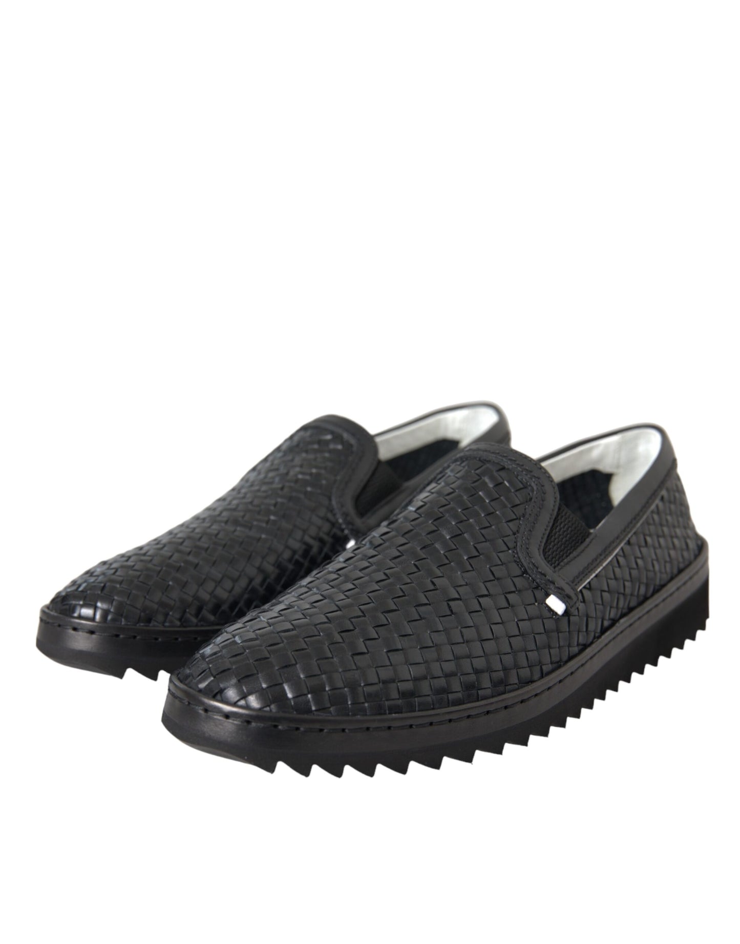 Mocasines de piel de búfalo tejida en color negro para hombre