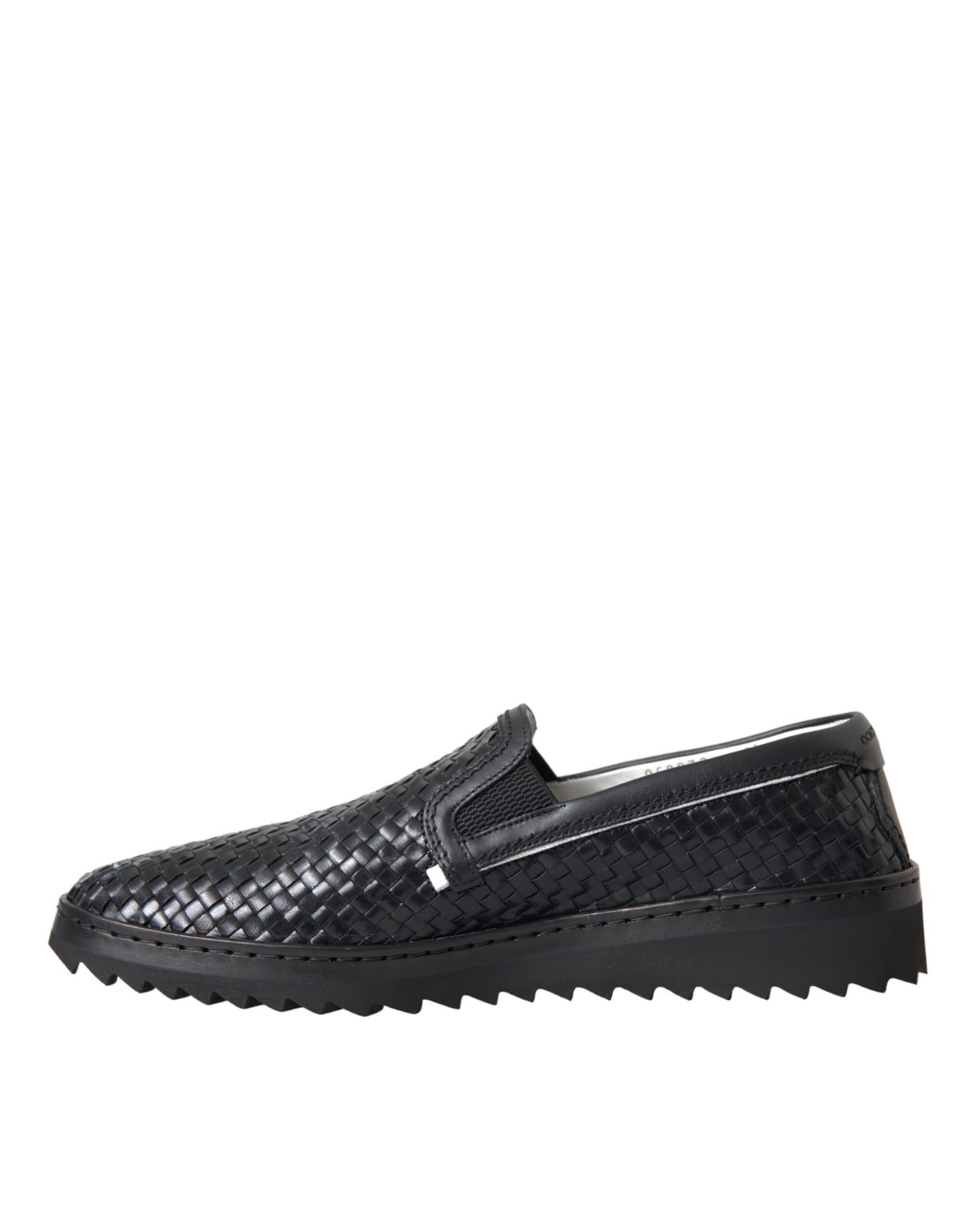 Mocasines de piel de búfalo tejida en color negro para hombre