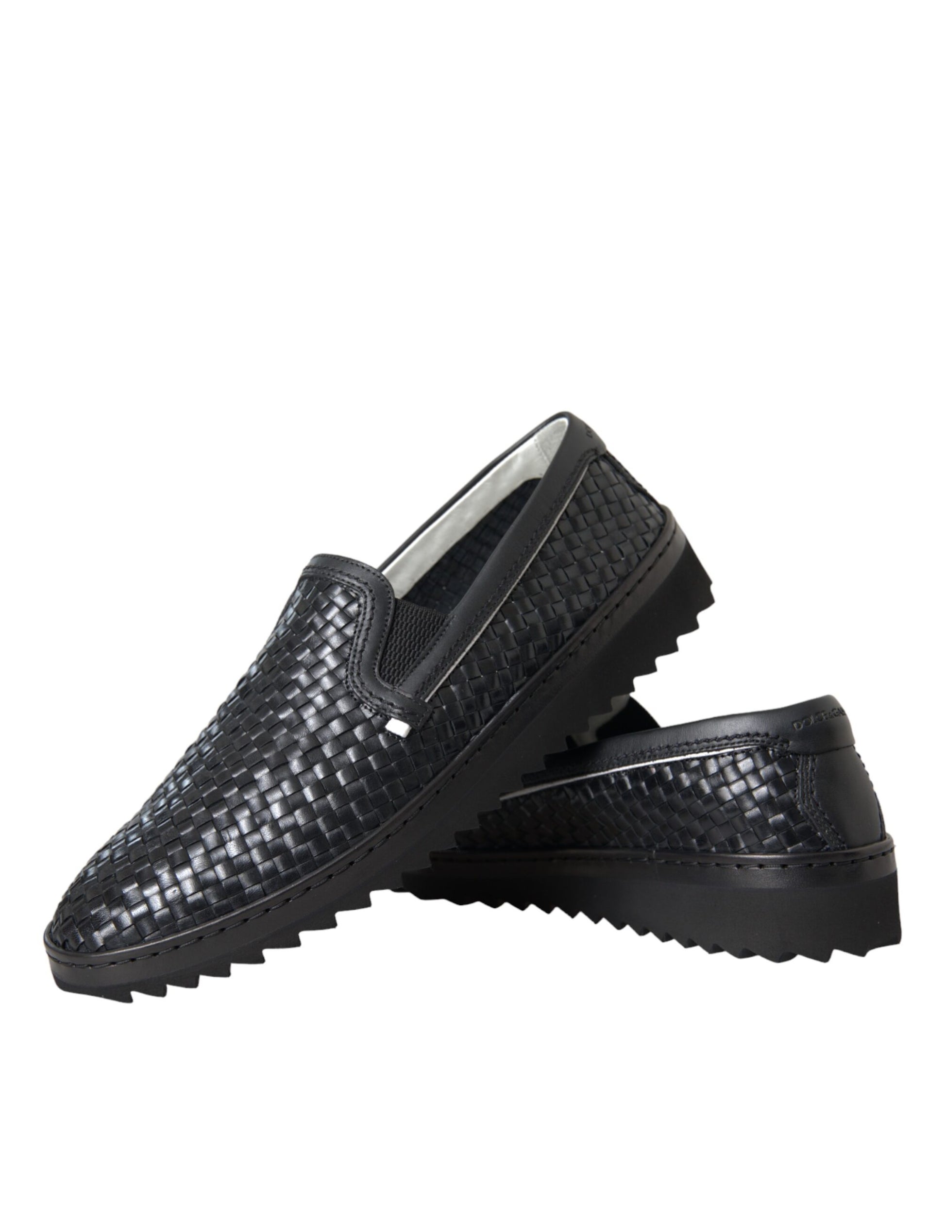 Mocasines de piel de búfalo tejida en color negro para hombre