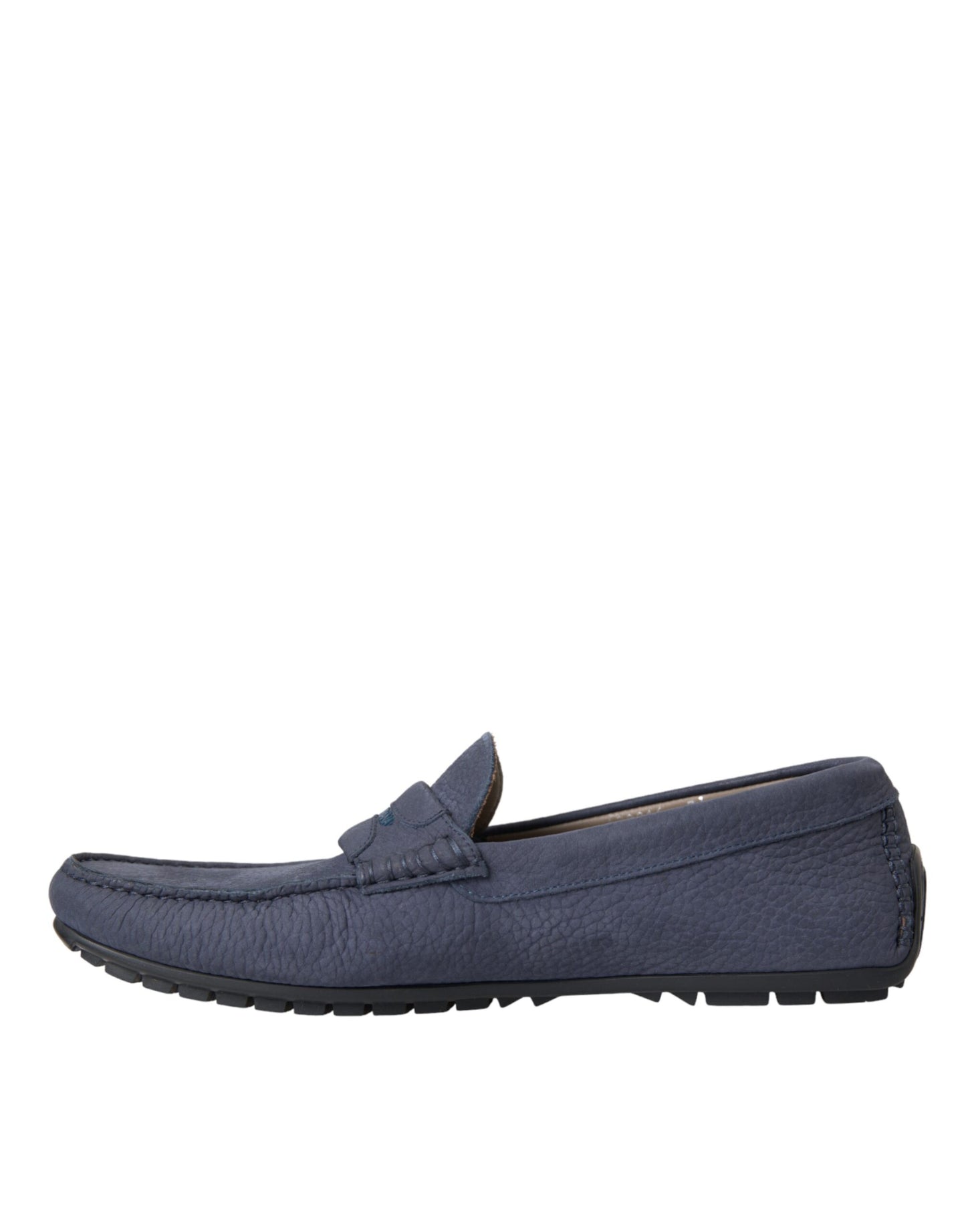 Blue Calf Leather Slip On Moccasin Shoes