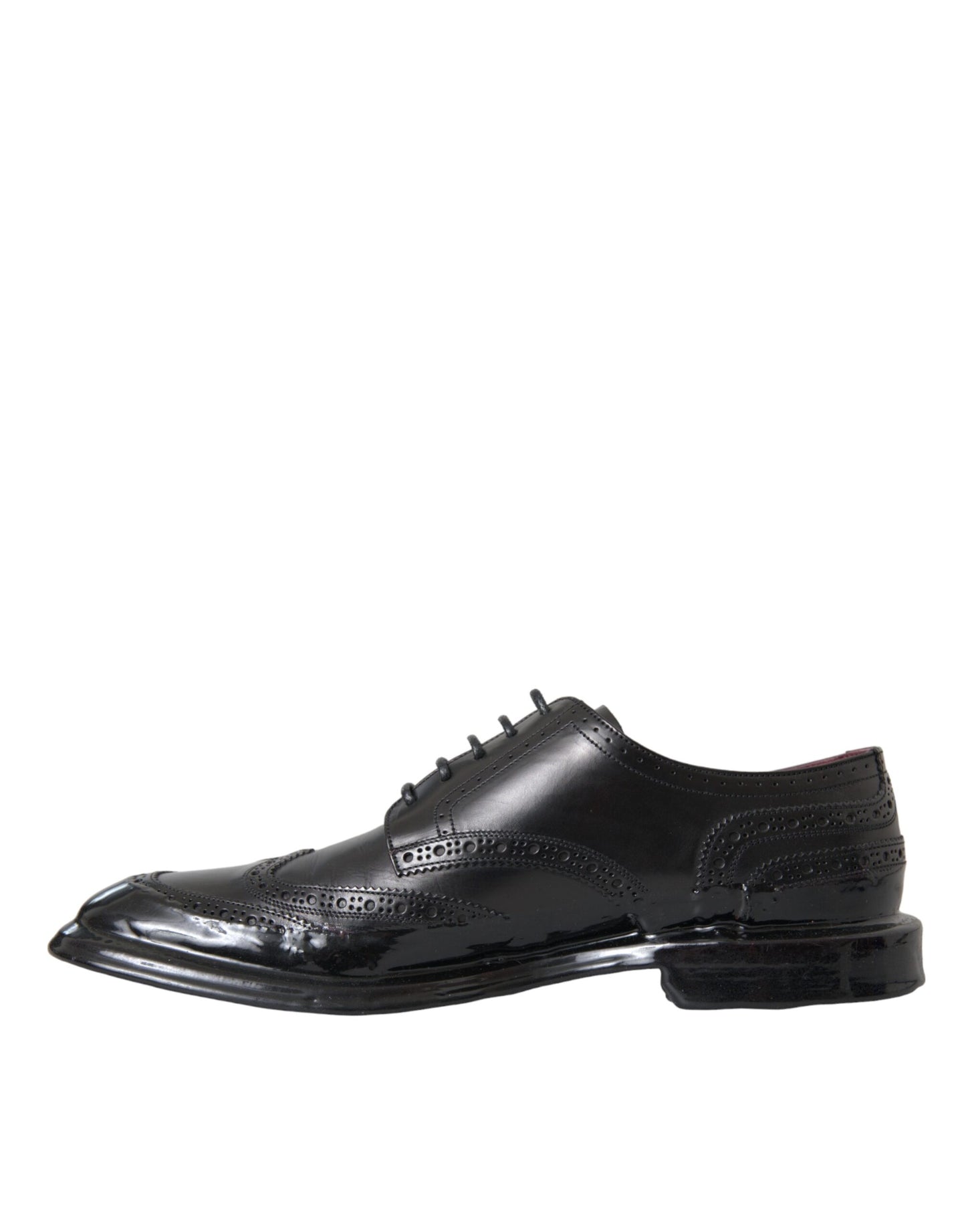 Zapatos formales Oxford de cuero negro con punta de ala para hombre