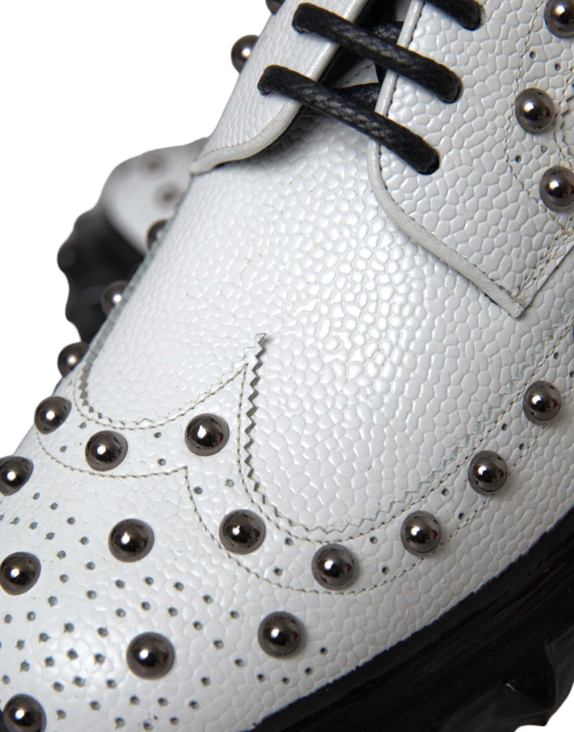 Black White Embellished Derby Formal Shoes