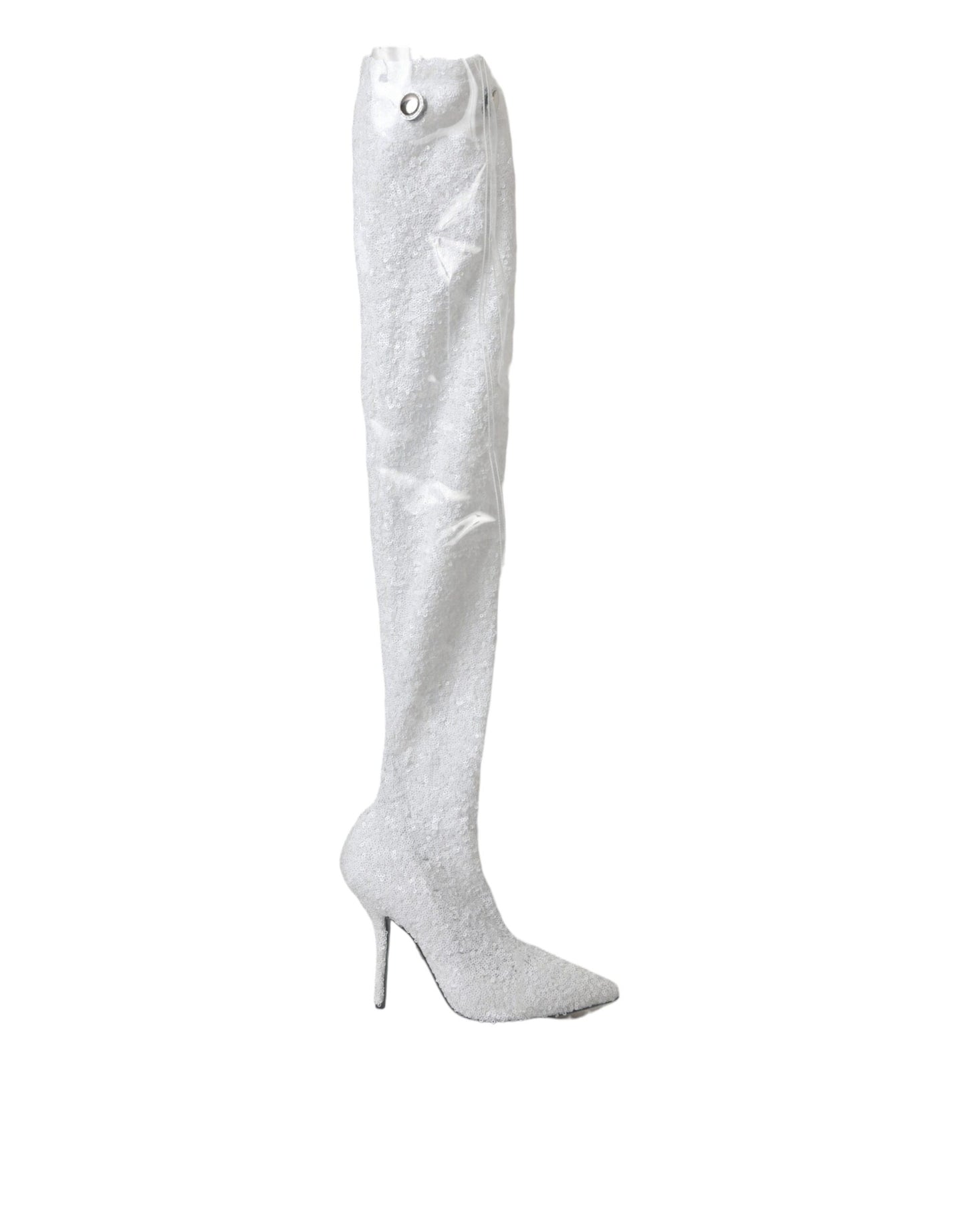 White Heels Stiletto Knee High Boots Shoes