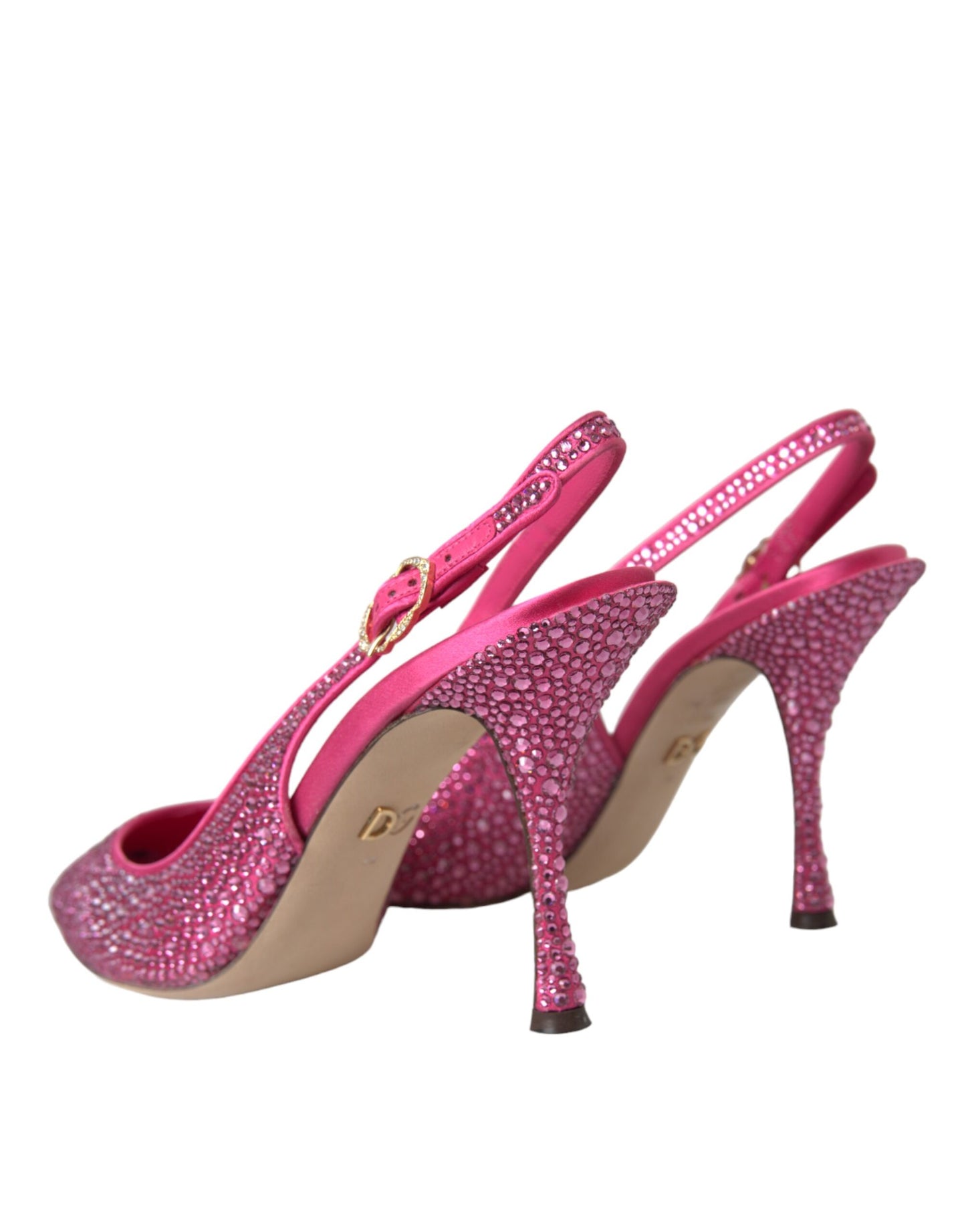 Rosa Slingbacks mit Strasssteinen und Kristallen