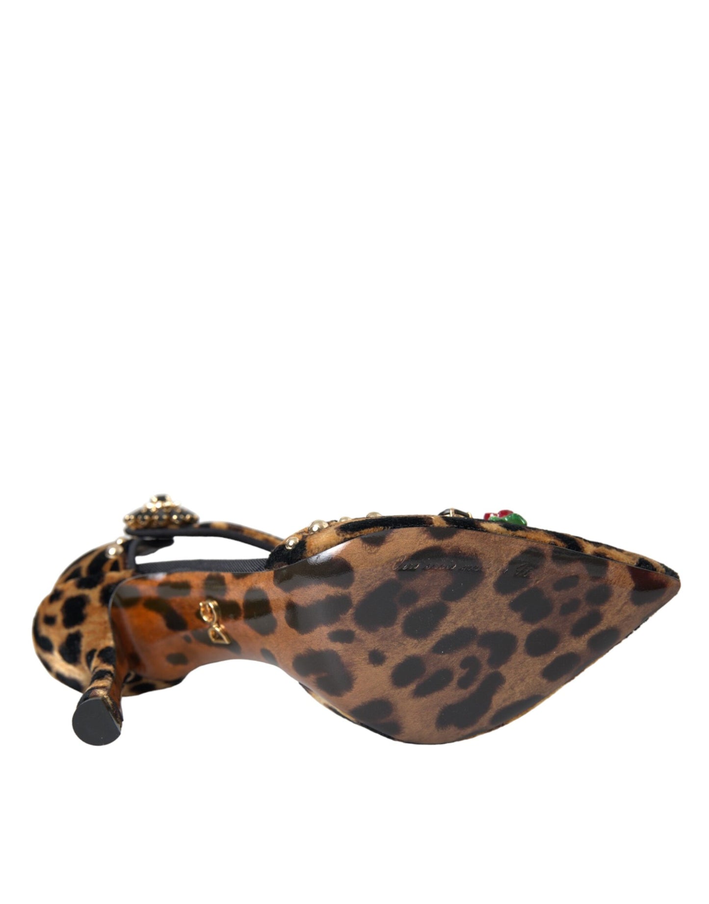 Brown Leopard Floral Crystal Mary Janes Pumps Shoes