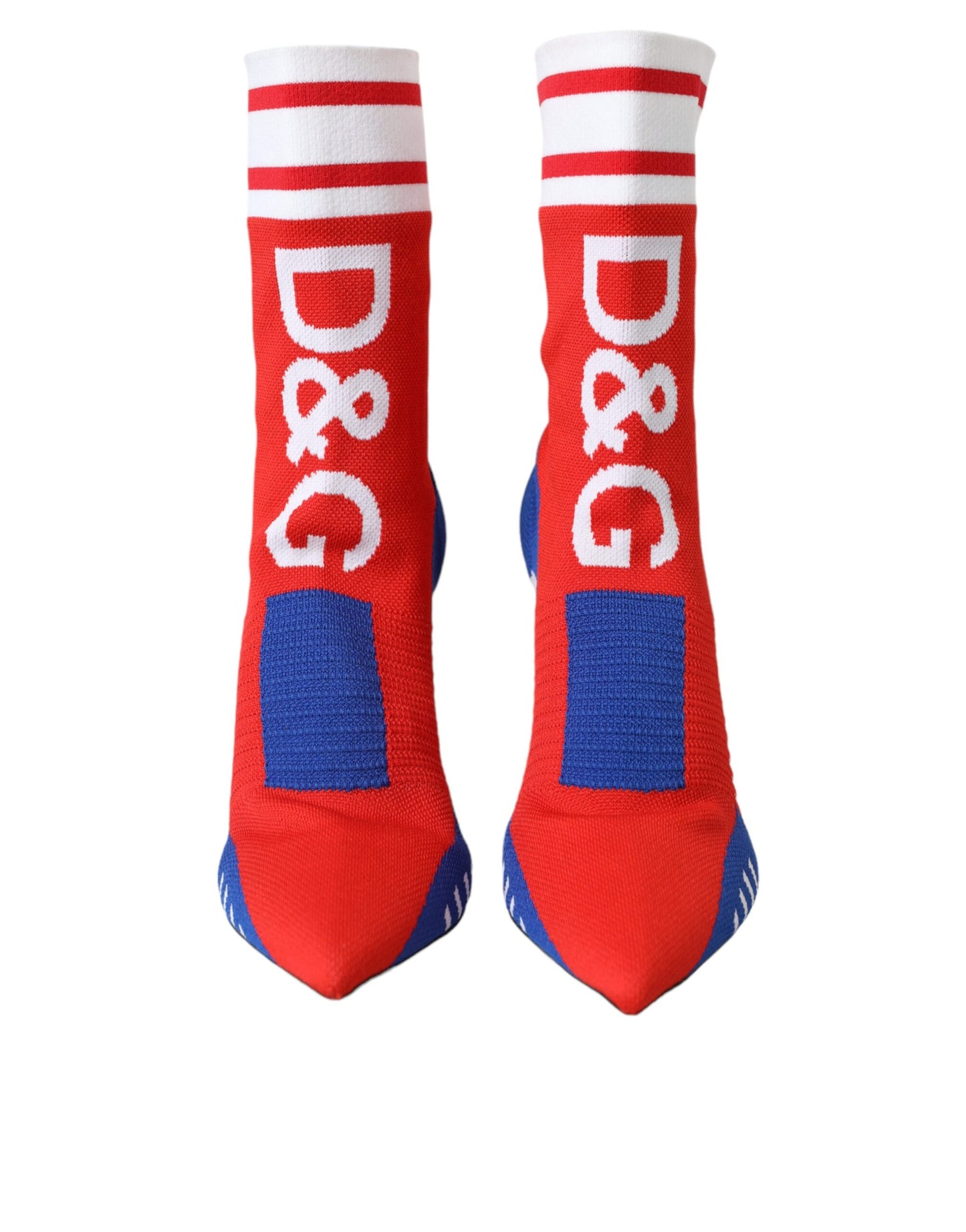 Red Blue Stretch Sock Style Ankle Boots Logo Shoes