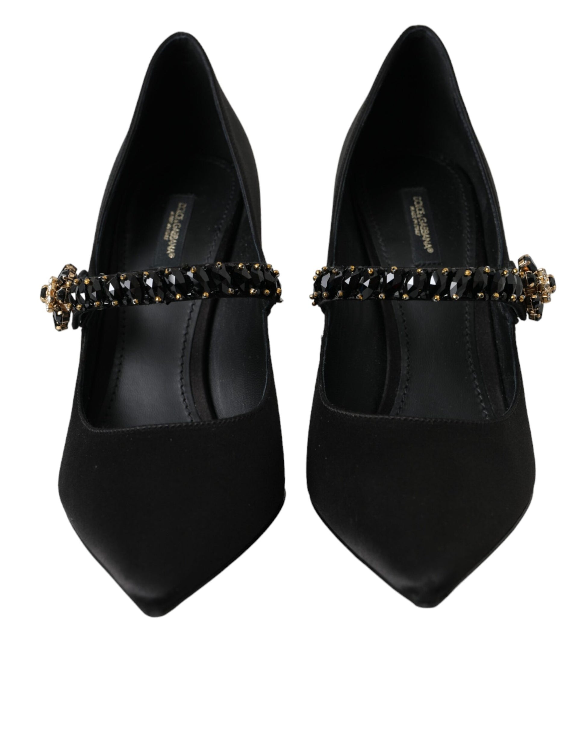 Schwarze Mary Jane Pumps mit Kristallabsatz