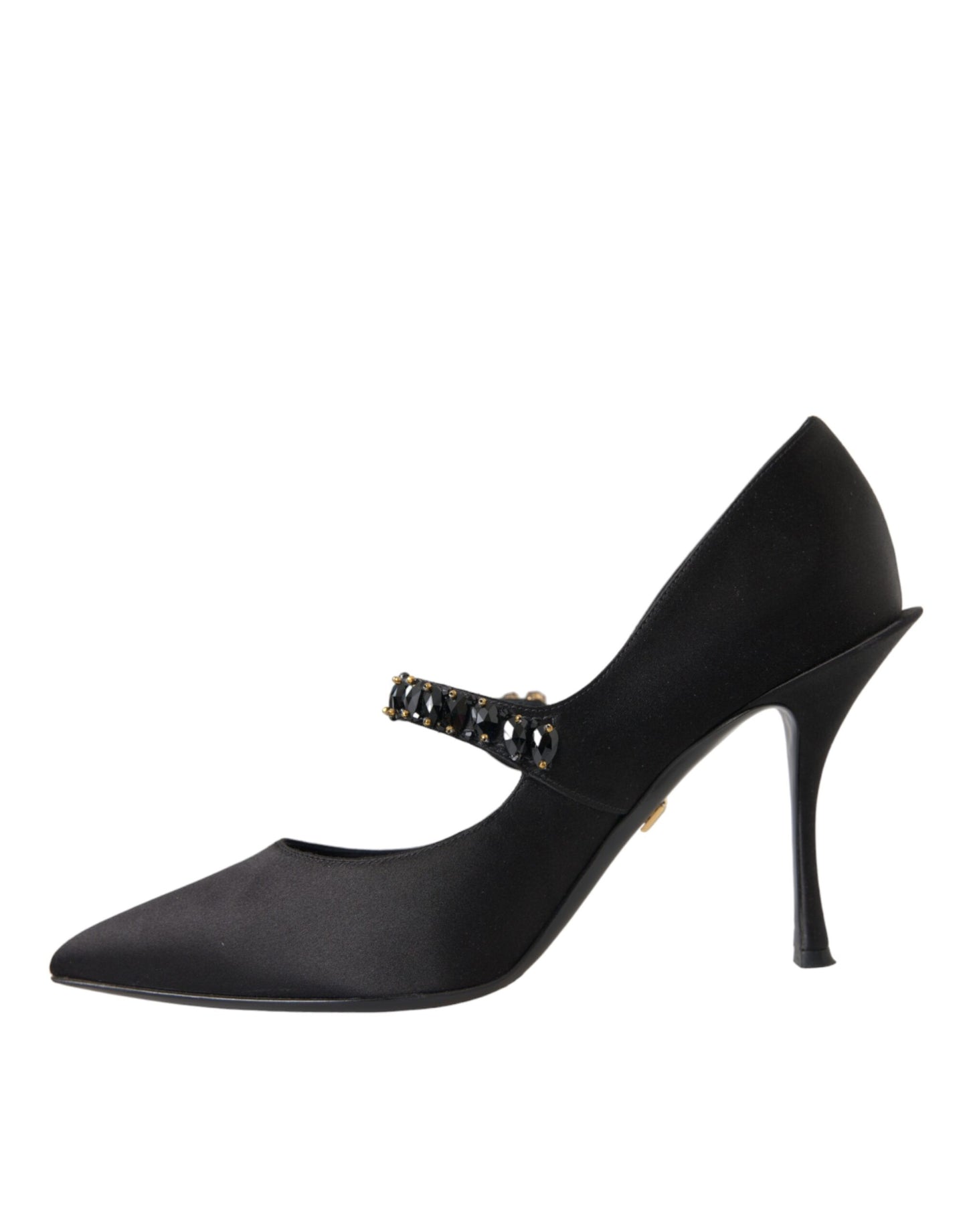 Schwarze Mary Jane Pumps mit Kristallabsatz