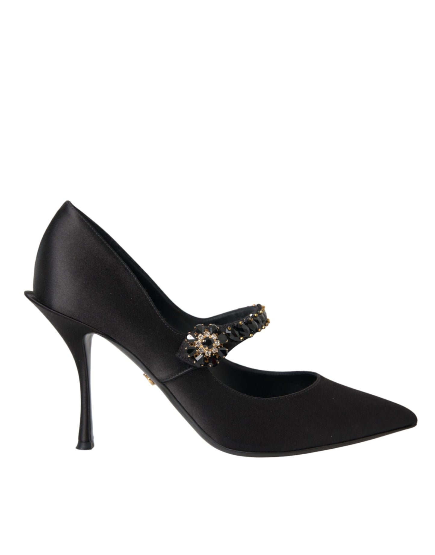 Schwarze Mary Jane Pumps mit Kristallabsatz