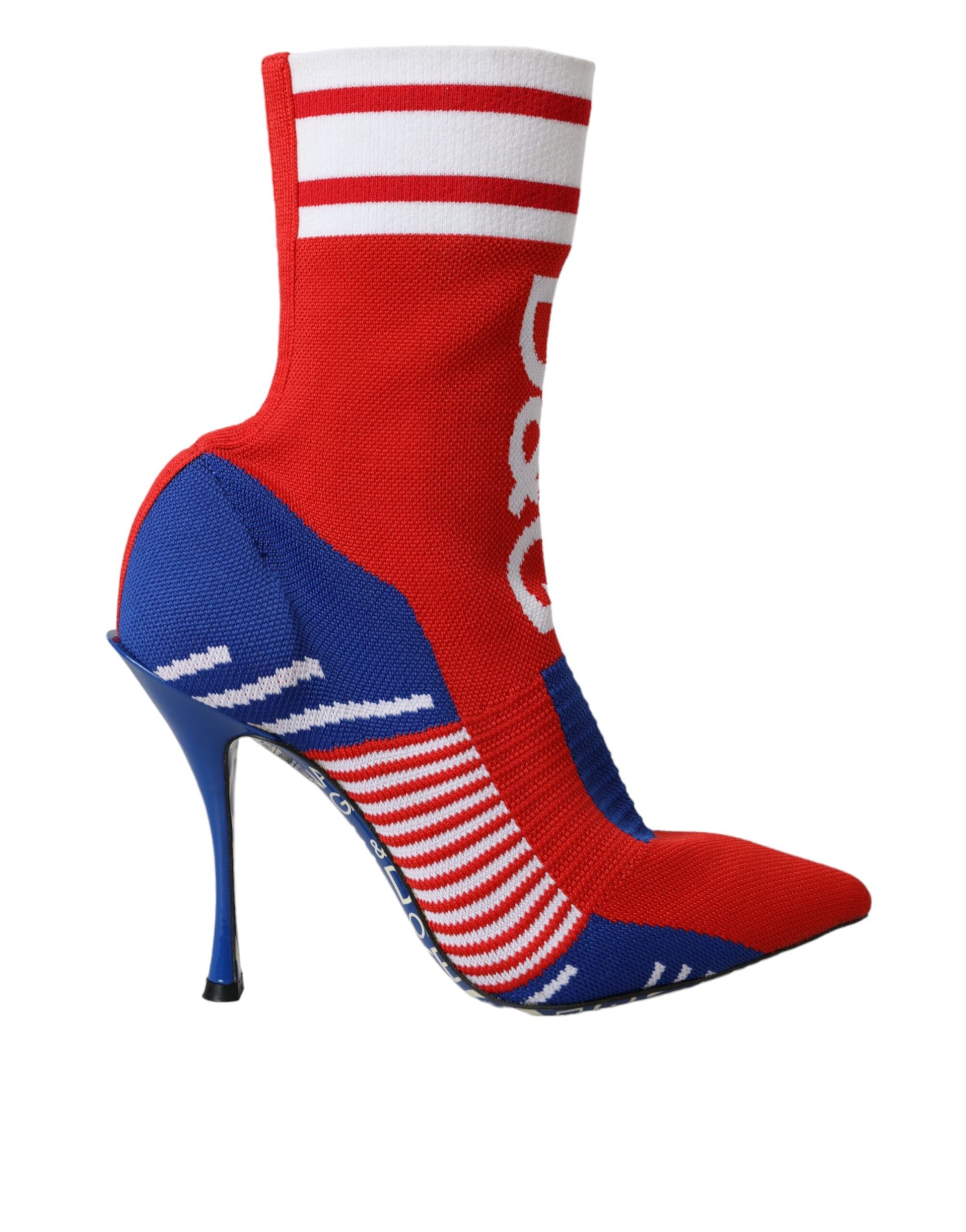 Red Blue Stretch Sock Style Short Boots Logo Shoes